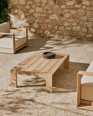 Ambra coffee table in solid acacia wood with light finish 82.5 x 140cm FSC 100%