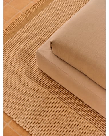 Blart beige wool rug with contrasting side stripe 160 x 230 cm