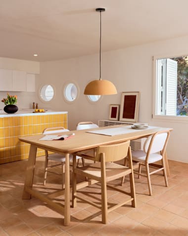 Idun table made of veneer and solid oak wood with natural tone finish FSC Mix Credit 220x100cm