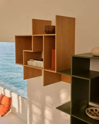 Ina modular shelving unit in oak veneer with natural finish 80 x 80cm FSC 100%