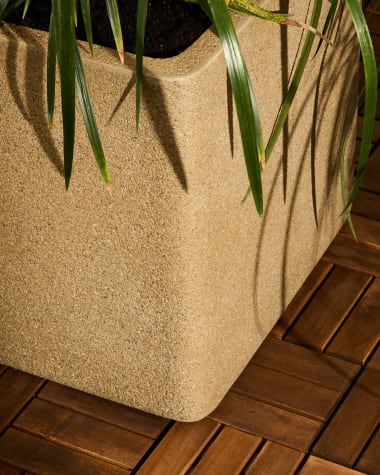 Set of 2 Minoa planters with mustard stone effect 44 x 44 cm