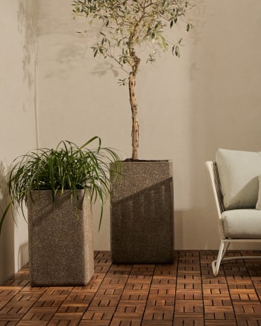 Set of 2 Minoa tall planters with brown stone effect 44 x 44 cm