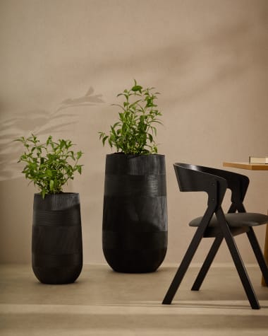 Set of 2 Tival black cement-effect planters Ø 45cm