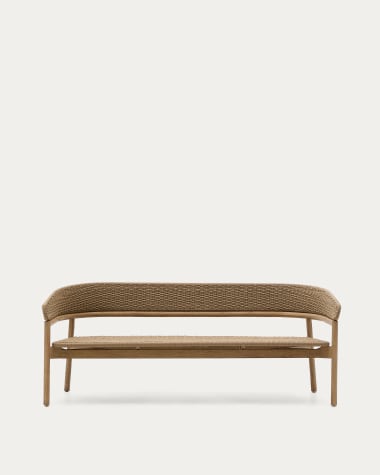 Arinella 3-seater sofa in FSC 100% solid acacia wood with natural finish and beige rope cord 167 cm