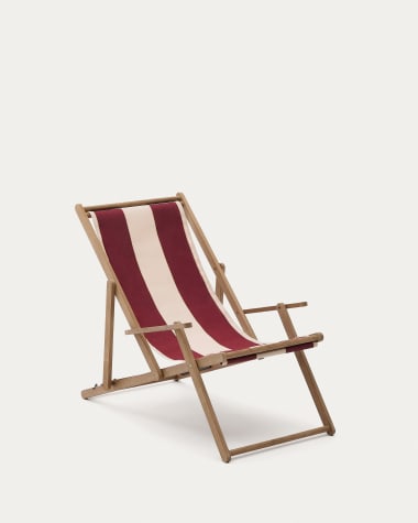 Vilara burgundy and beige striped outdoor folding hammock made of FSC 100% solid acacia wood