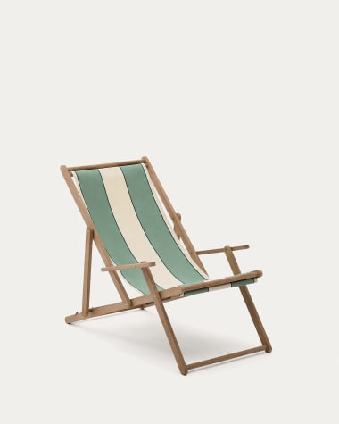 Vilara green and beige striped outdoor folding hammock made of FSC 100% solid acacia wood