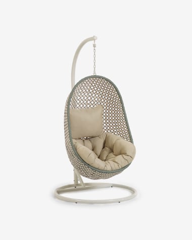 Hanging armchair with light grey Cira multicolour base