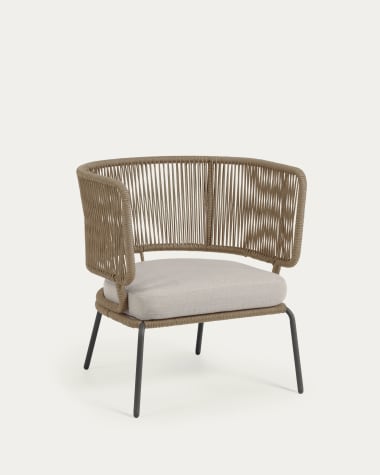 Nadin armchair in beige cord with galvanised steel legs