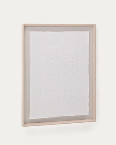 Olvin abstract picture on white recycled paper with hand-crafted reliefs 73.6 x 93.6cm