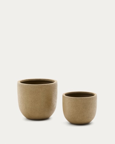 Selvi planter with light brown stone effect Ø 37cm
