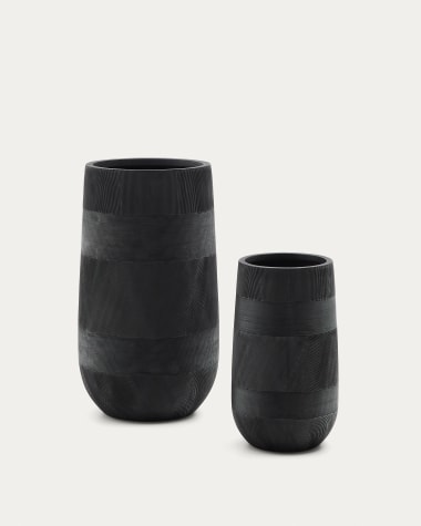 Set of 2 Tival black cement-effect planters Ø 45cm