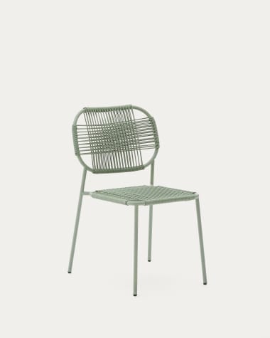 Talaier stackable outdoor chair made from synthetic cord and galvanised turquoise steel