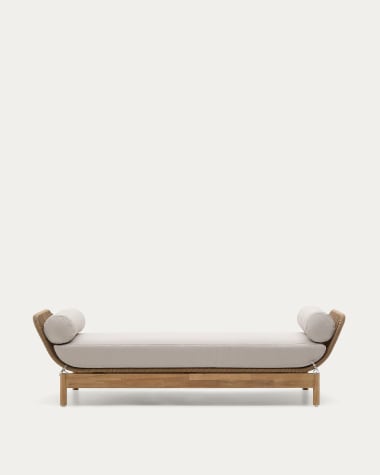 Catalina sun lounger, in grey cord and solid FSC 100% acacia wood