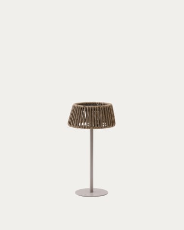 Aldet outdoor solar table lamp in grey rope cord