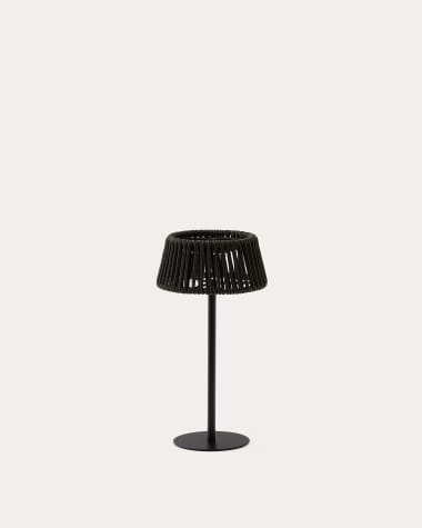 Aldet outdoor solar table lamp in green rope cord