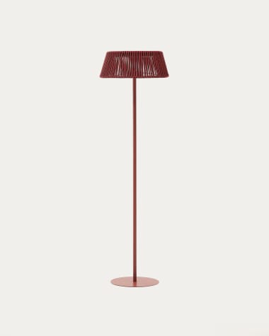 Aldet outdoor solar floor lamp in terracotta rope cord Ø46cm