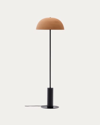 Nibla black metal floor lamp with terracotta effect shade