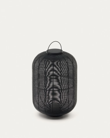 Saranella large portable table lamp in black polyrattan