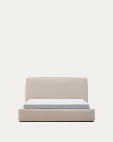 Beige Blok bed with removable covers for 160 x 200 cm mattress FSC Mix Credit