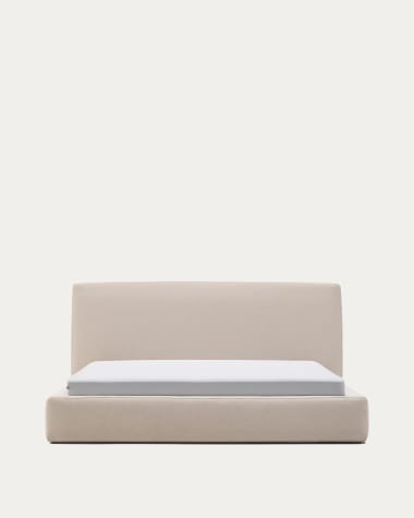 Beige Blok bed with removable covers for 180 x 200 cm mattress FSC Mix Credit