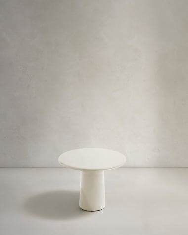 Albanella coffee table in cement with glossy white finish Ø65cm