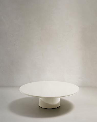 Albanella coffee table in cement with glossy white finish Ø110cm