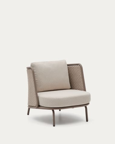 Sedalis outdoor armchair in aluminium and taupe rope cord