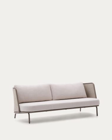 Sedalis outdoor 3-seater sofa in aluminium and taupe rope cord 210cm