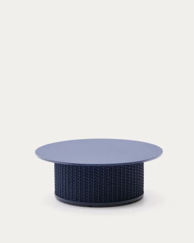 Sedalis outdoor coffee table in aluminium with blue rope cord Ø99 cm