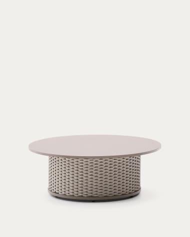 Sedalis outdoor coffee table in aluminium and taupe rope cord Ø99cm
