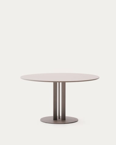 Sedalis round outdoor table in steel with taupe aluminium top Ø120cm