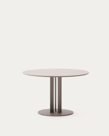 Sedalis round outdoor table in steel with taupe aluminium top Ø80cm