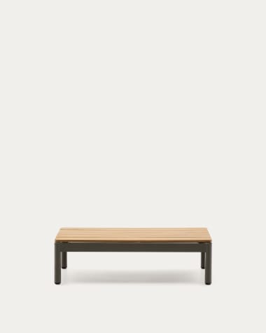 Sorells coffee table in green aluminum and teak wood 52,4 x 91 cm FSC 100%