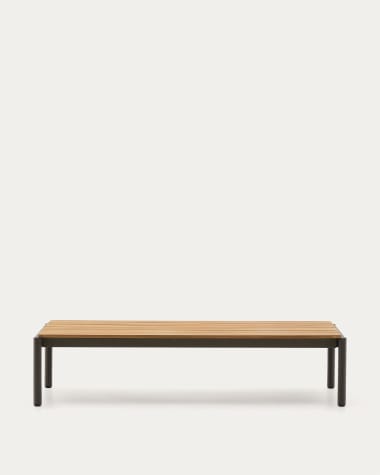 Sorells coffee table in green aluminum and teak wood 63 x 144,6 cm FSC 100%