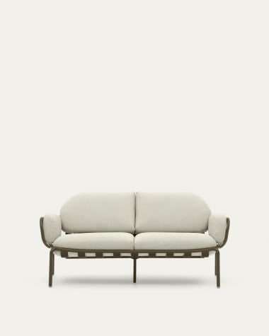 Joncols outdoor aluminium 2 seater sofa with powder coated green finish, 164cm