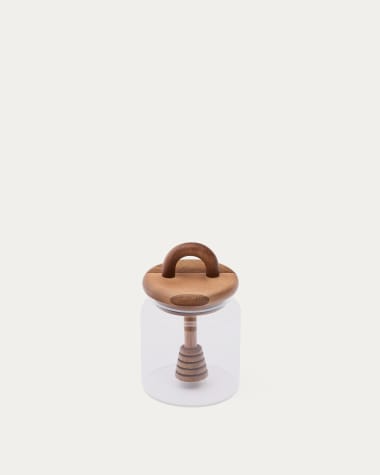 Nukha honey jar in glass and FSC 100% acacia wood