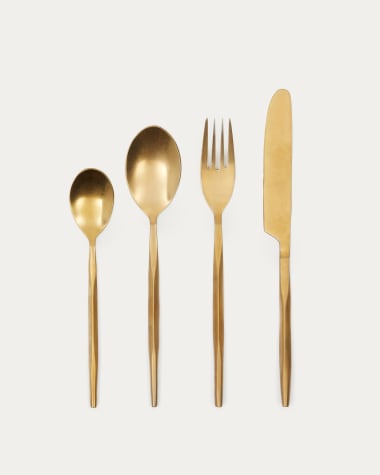 Ali 16-piece gold cutlery set