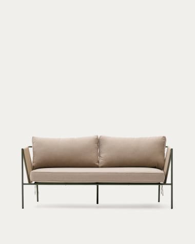 Zivia outdoor 2-seater sofa in ecru rope cord and green galvanised steel 178cm