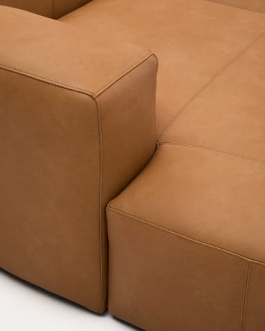 Blok brown leather 4-seater sofa, right chaise longue 330 cm