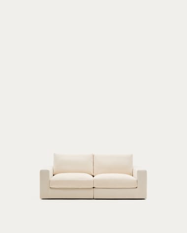 Alea ecru chenille 3-seater modular sofa with removable cover 220cm