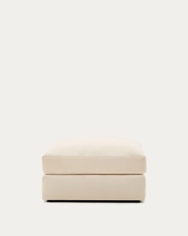 Alea ecru chenille footrest with removable cover 90 x 90cm