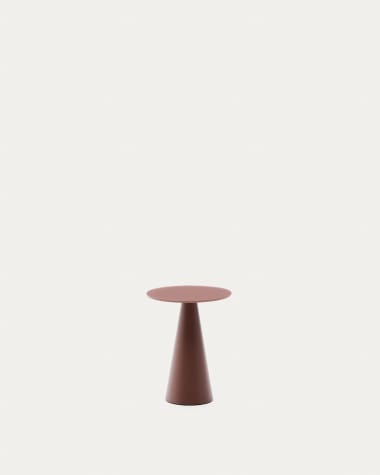 Wilshire  side table with frosted tempered glass and matt terracotta painted steel finish Ø30cm