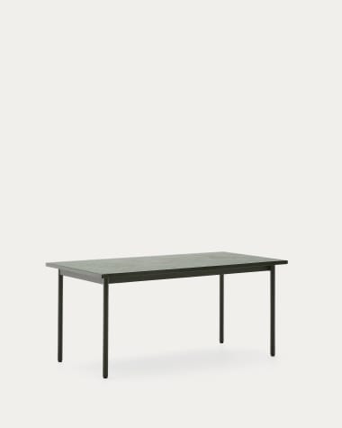 Maurina outdoor table in green galvanised steel with green tiles 182 x 91cm