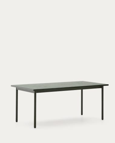 Maurina outdoor table in green galvanised steel with green tiles 223 x 101cm