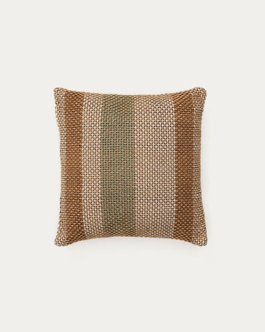 Cushion cover Lunet 100% PET with beige and green stripes 45 x 45 cm