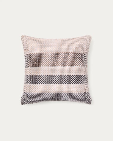 Cushion cover Lunet 100% PET with beige and blue stripes 45 x 45 cm