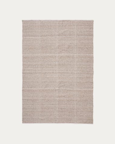 Rug Nalian 100% PET with beige checks 200 x 300 cm