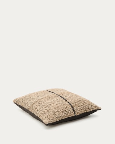 Floor cushion cover Lirta in jute with contrast detail 70 x 70 cm