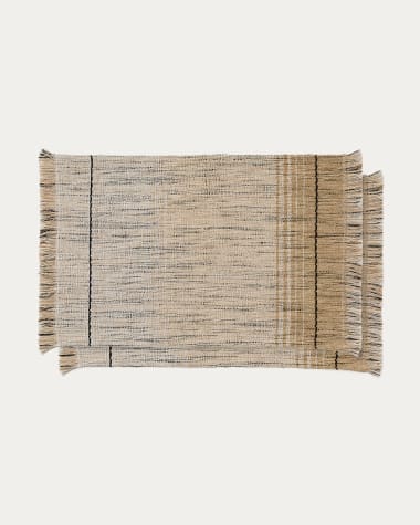 Lenva set of 2 jute placemats with fringing 50 x 35cm