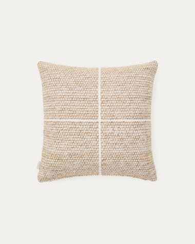 Cushion cover Nalian 100% PET with beige checks 45 x 45 cm